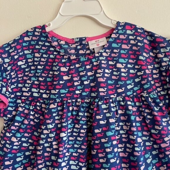 VINEYARD VINES School of Whales Crewneck Dress Blue/Pink - Picture 4 of 15